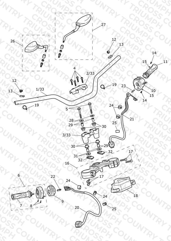 Handlebars, Top Yoke & Mirrors