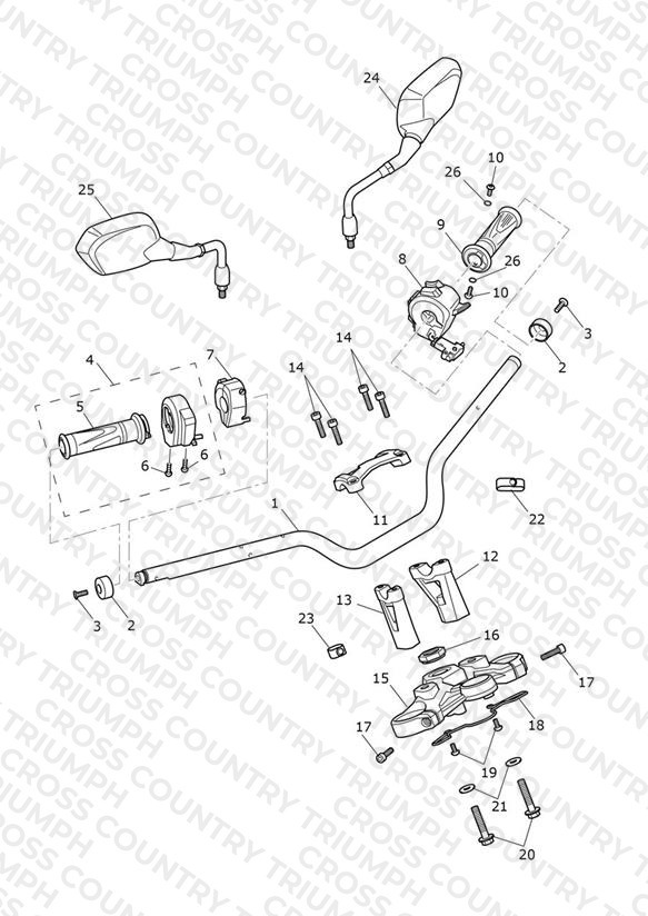 Handlebars, Top Yoke & Mirrors