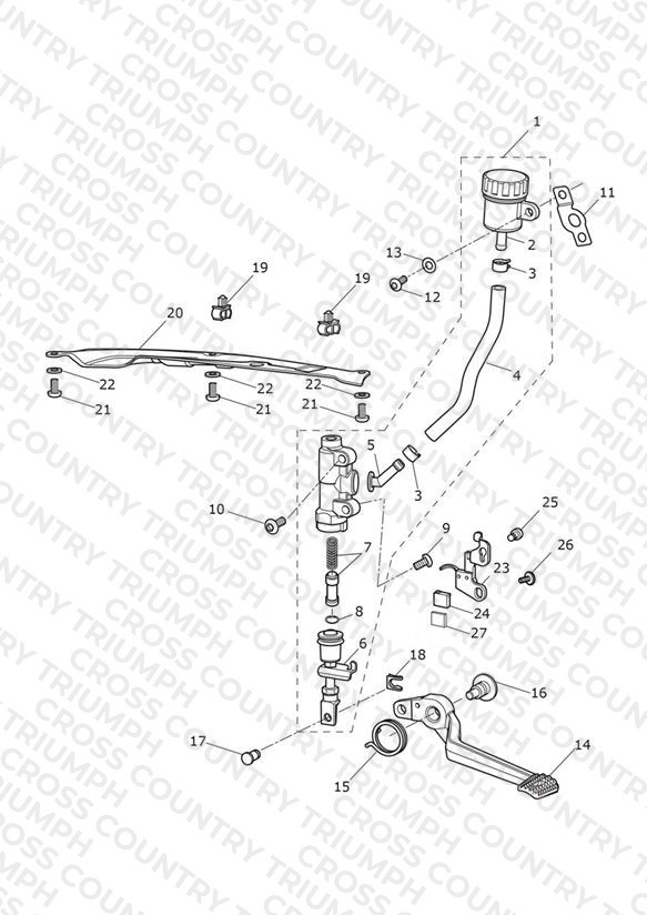 Rear Brake Master Cylinder, Reservoir & Pedal