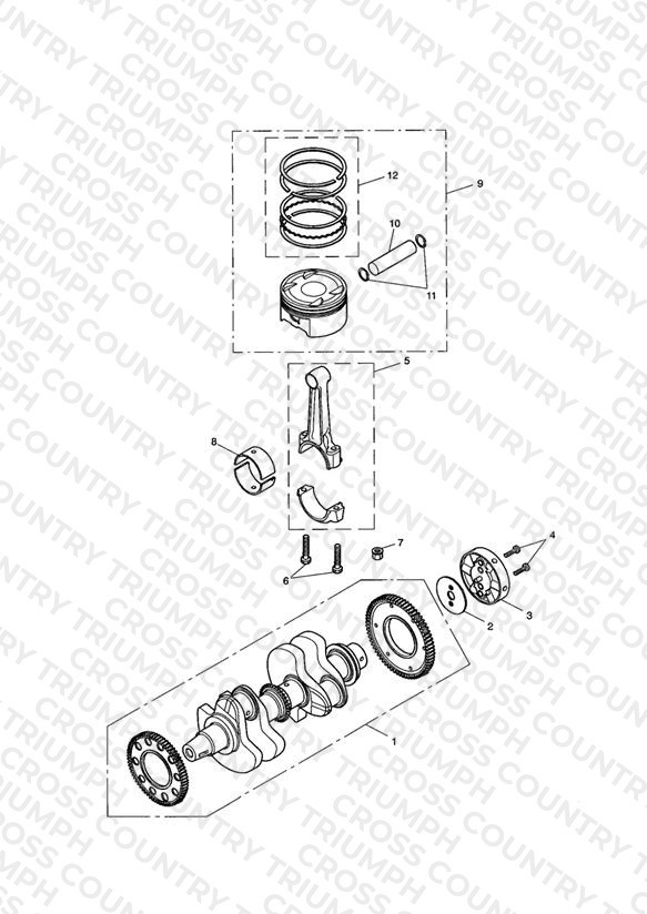 Crankshaft,Conn Rods & Pistons > Eng No 211132