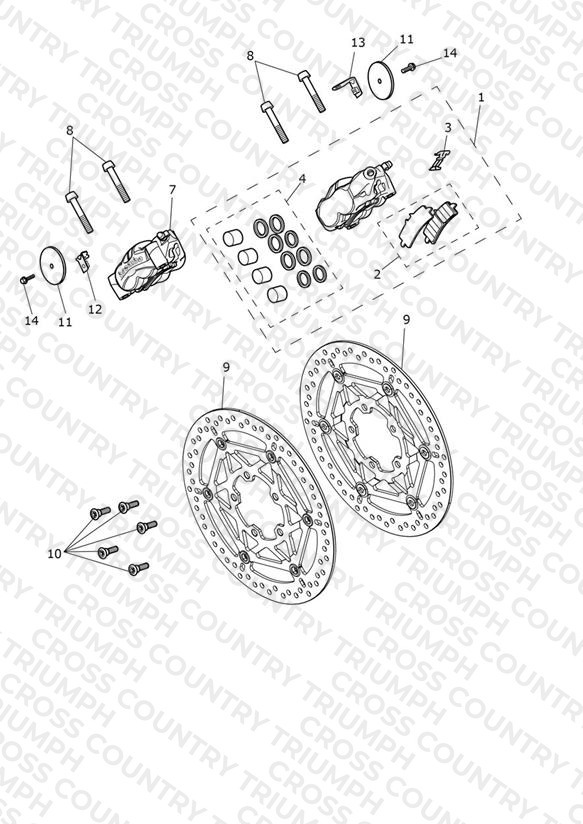 Front Brake Caliper & Discs