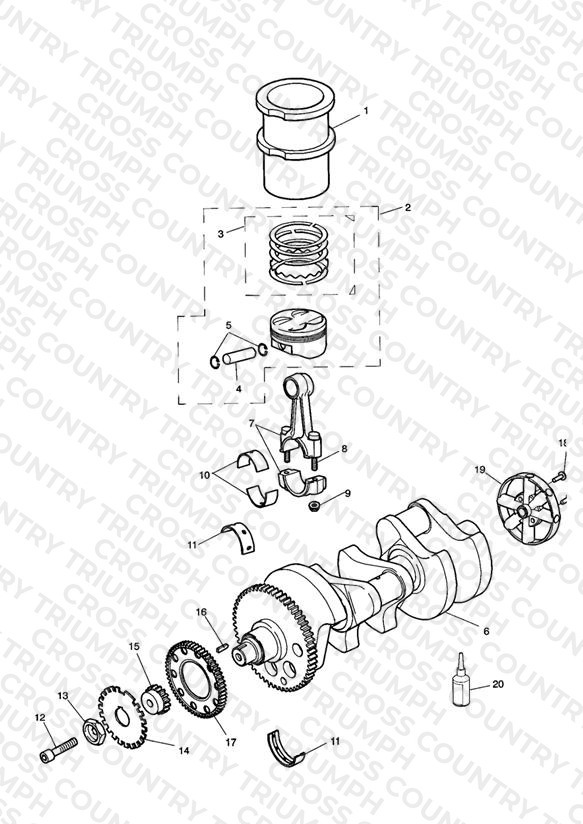 Crankshaft/Conn Rod/Pistons and Liners 955cc Engine
