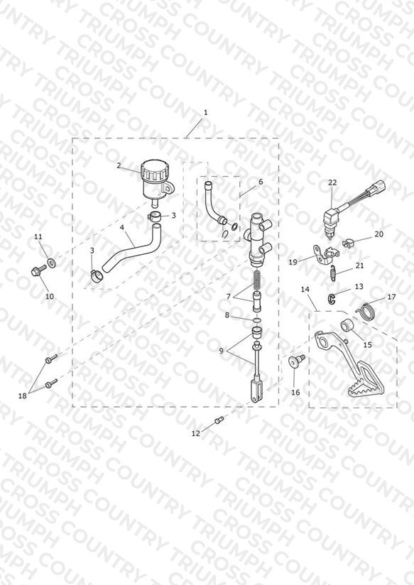 Rear Brake Master Cylinder, Reservoir & Pedal