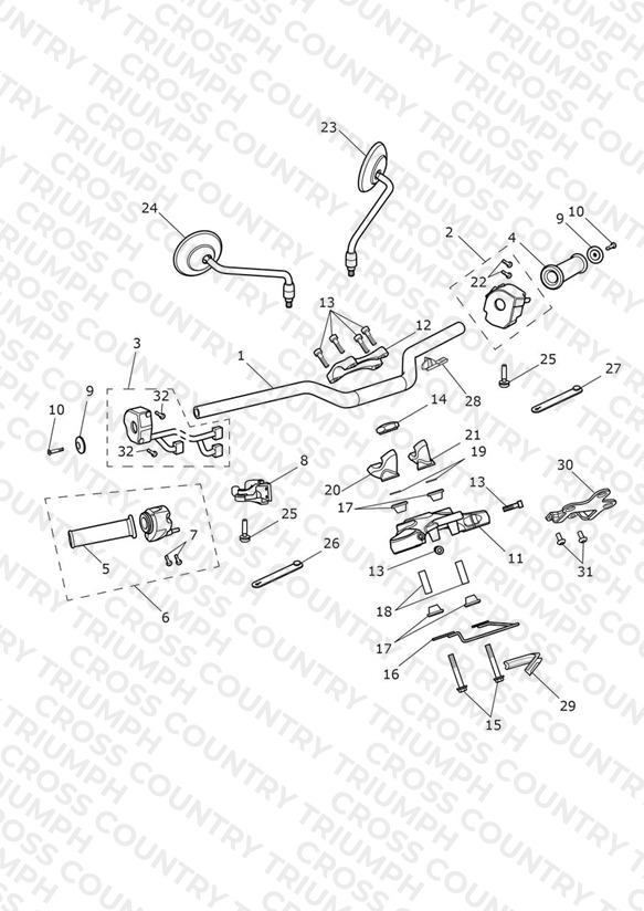 Handlebars, Top Yoke & Mirrors > 914447
