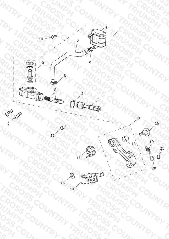Rear Brake Master Cylinder, Reservoir & Pedal