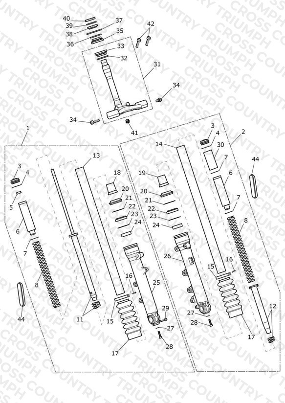 Front Forks & Lower Yokes - 914973 > All Expt BR & IN, 917475 > BR & IN Only