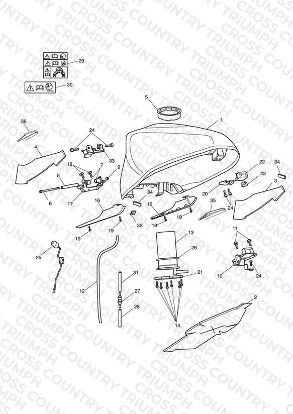 Fuel Tank & Fittings - 340148> (Non ABS) 340227> (ABS Version)