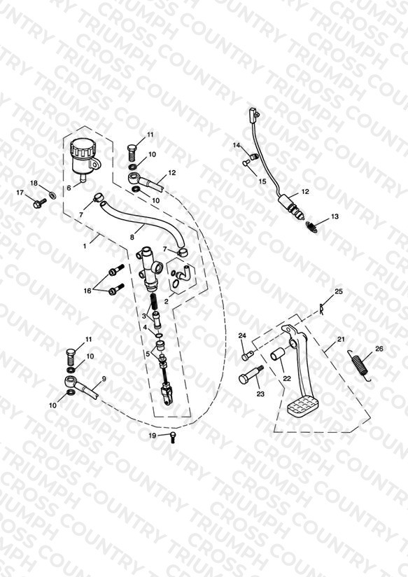 Rear Brake Master Cylinder, Reservoir & Pedal