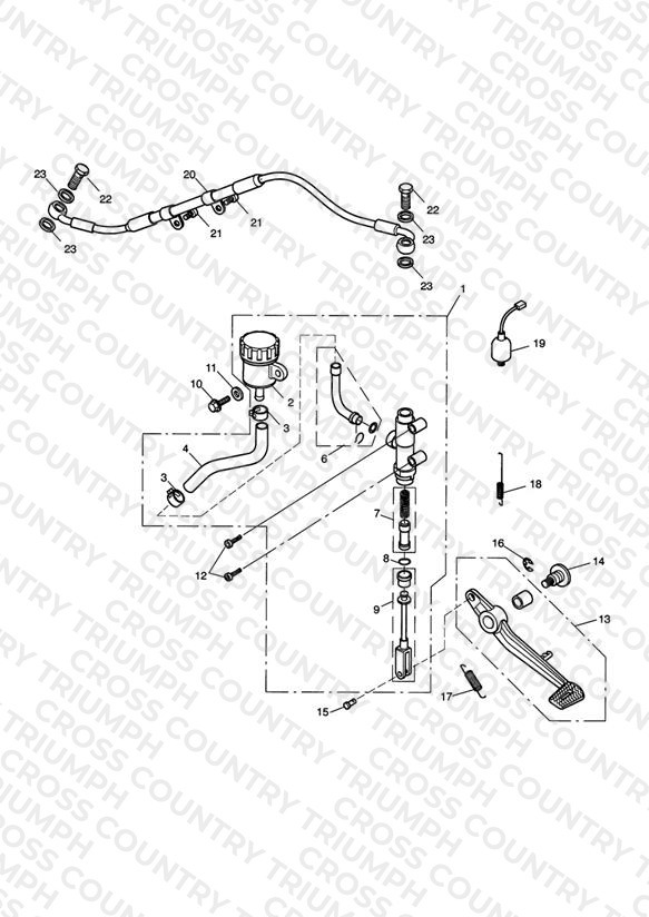 Rear Brake Master Cylinder, Reservoir & Pedal