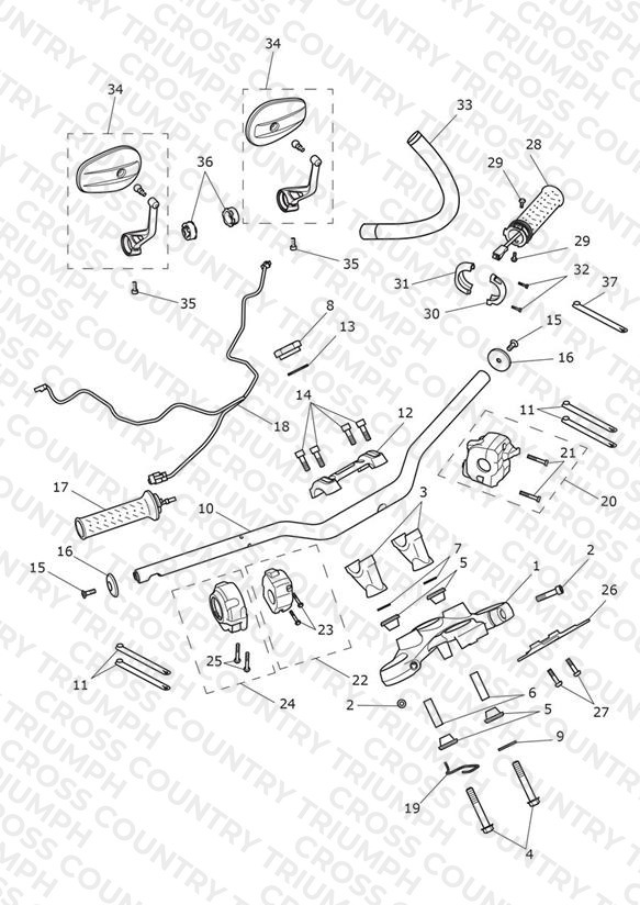 Handlebars, Top Yokes & Mirrors > 920185 All Expt BR & > 932928 - BR Only