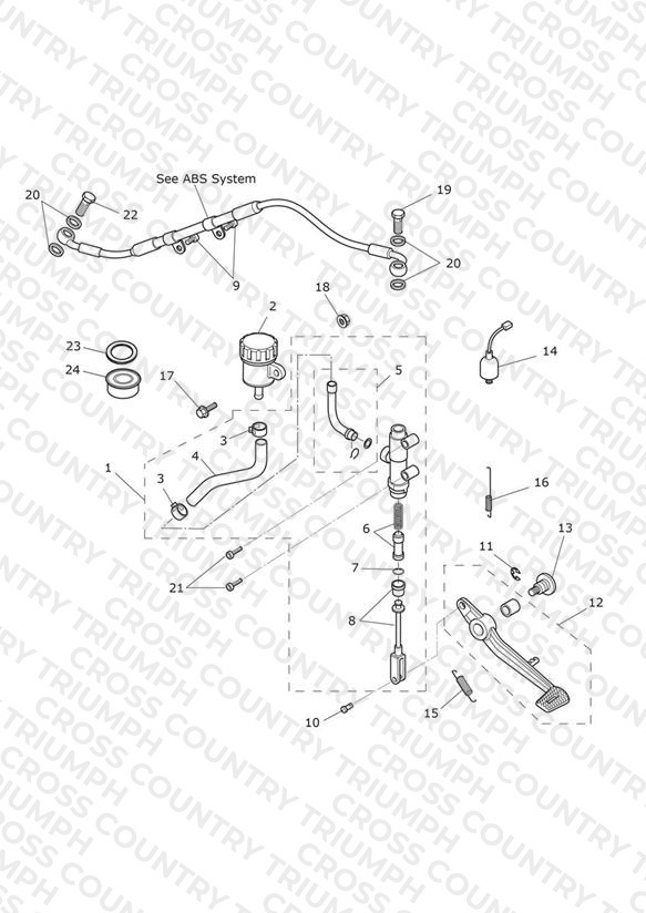 Rear Brake Master Cylinder, Reservoir & Pedal