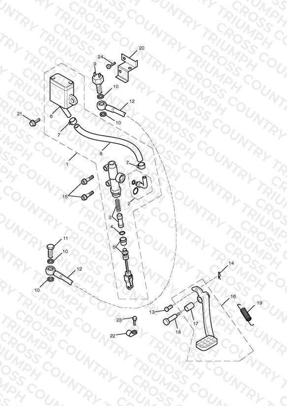Rear Brake Master Cylinder, Reservoir & Pedal