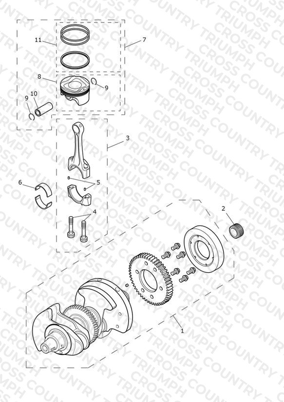 Crankshaft, Connecting Rods & Pistons - 914448 >