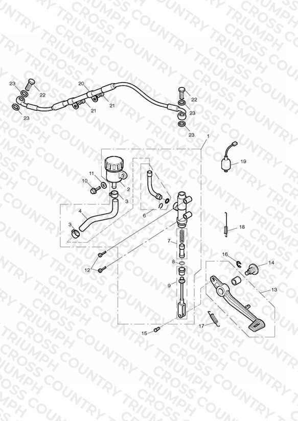 Rear Brake Master Cylinder, Reservoir & Pedal