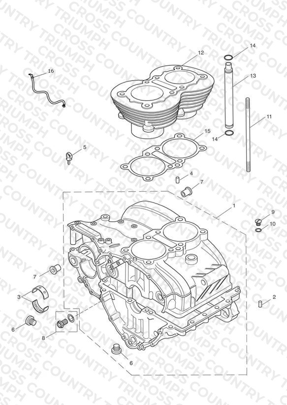 Crankcase & Fittings - up to Eng No 221608 (Plus Eng No's 229407 to 230164)