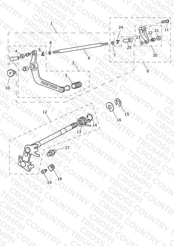 Gear Change Mechanism - Excluding 675R > 540562 (Including 540615 & 540625)