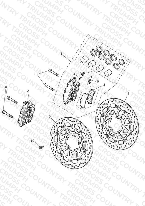 Front Brake Caliper & Discs - Daytona 675R Only