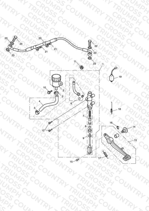 Rear Brake Master Cylinder, Reservoir & Pedal