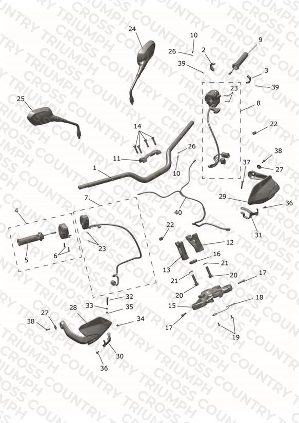 Handlebars, Top Yoke & Mirrors