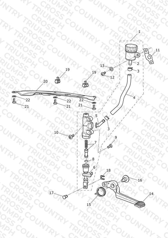 Rear Brake Master Cylinder, Reservoir & Pedal