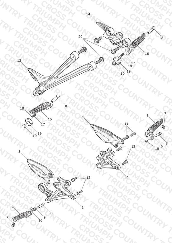 Footrests & Mountings - Street Triple Rx Only (Except JP)