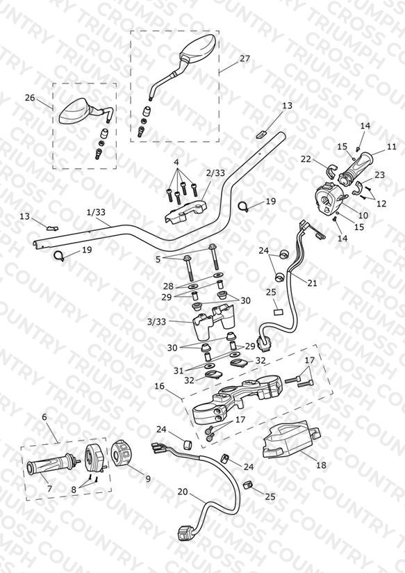 Handlebars, Top Yoke & Mirrors