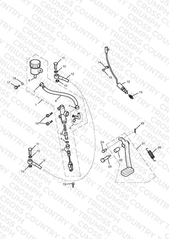 Rear Brake Master Cylinder, Reservoir & Pedal