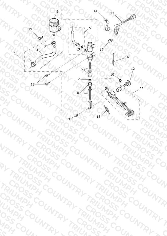 Rear Brake Master Cylinder, Reservoir & Pedal