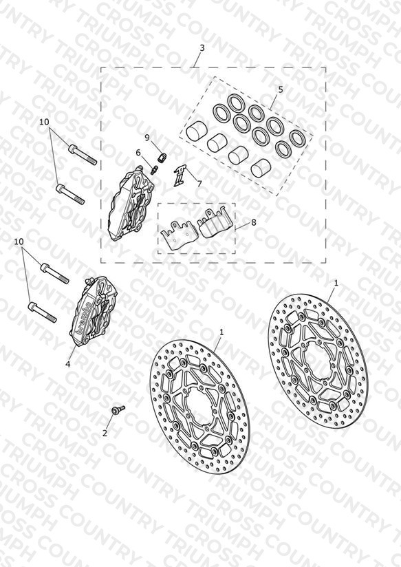 Front Brake Caliper & Discs