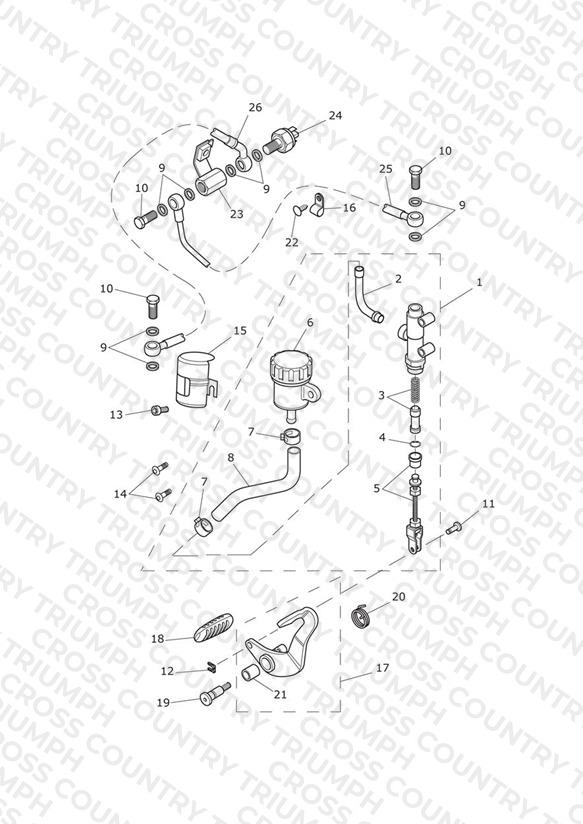Rear Brake Master Cylinder, Reservoir & Pedal 532900 >