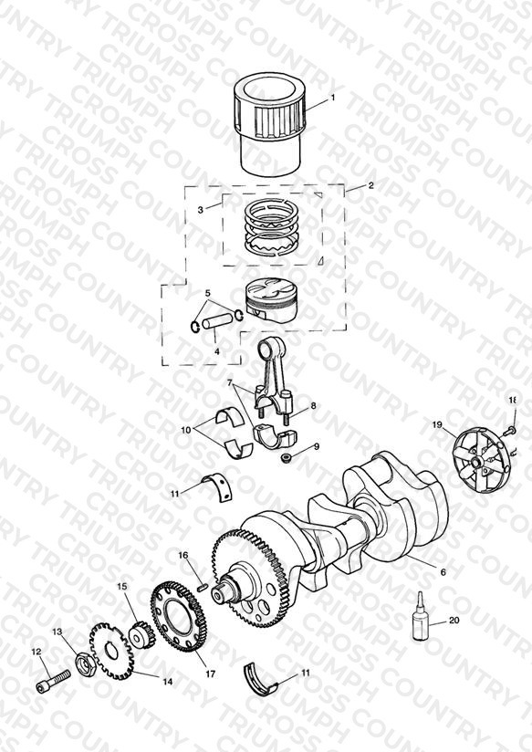 Crankshaft/Conn Rod/Pistons and Liners 885cc Engine