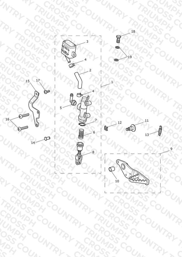Rear Brake Master Cylinder, Reservoir & Pedal