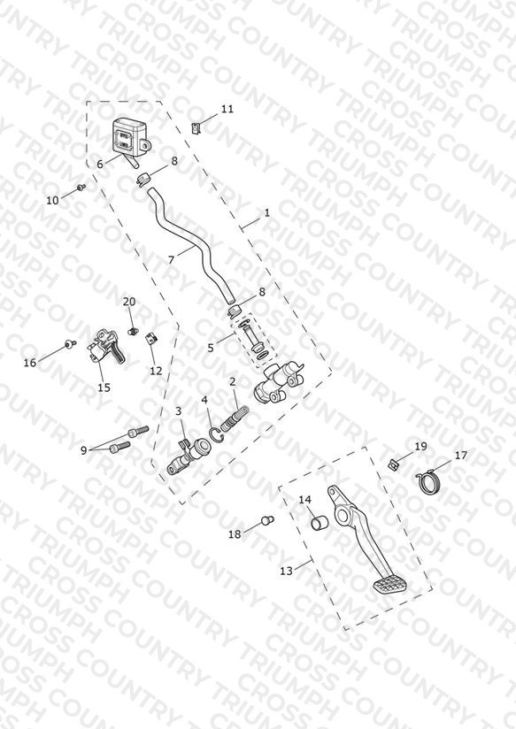 Rear Brake Master Cylinder, Reservoir & Pedal