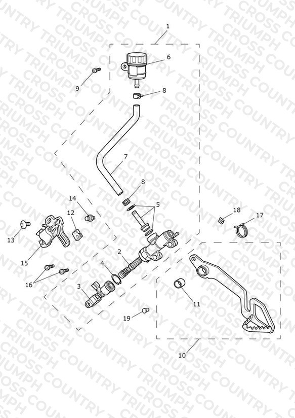 Rear Brake Master Cylinder, Reservoir & Pedal