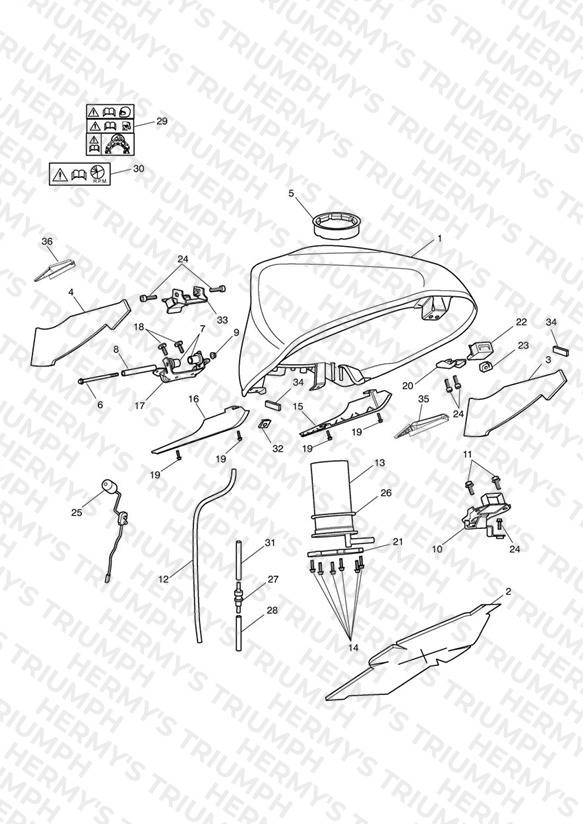 Fuel Tank & Fittings - 340148> (Non ABS) 340227> (ABS Version)